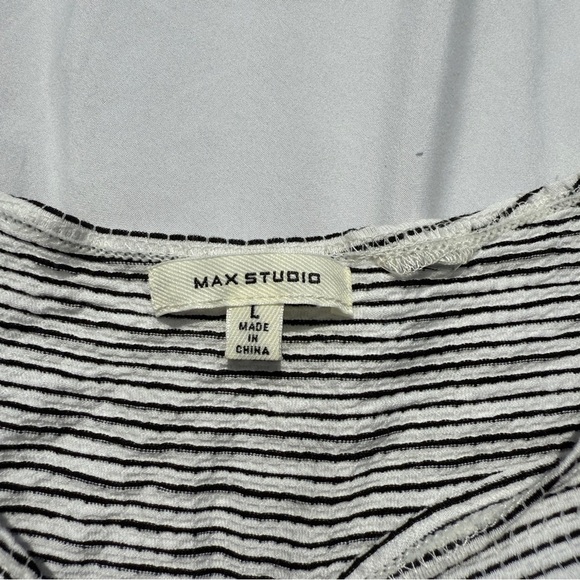 Max Studio Asymmetrical Striped Dress in Gray - Picture 4 of 5